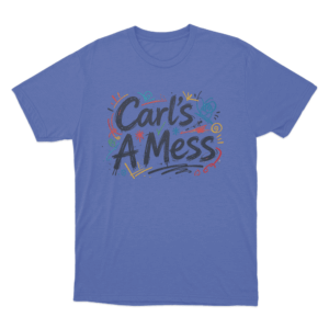 Carls A Mess Doodle Art Unisex T Shirt Blue 1