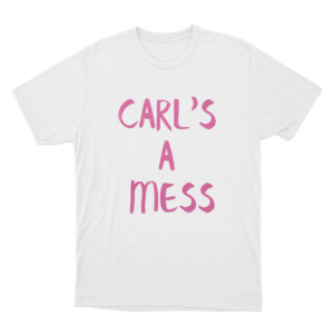 Carls A Mess Handwritten Unisex T Shirt White 1
