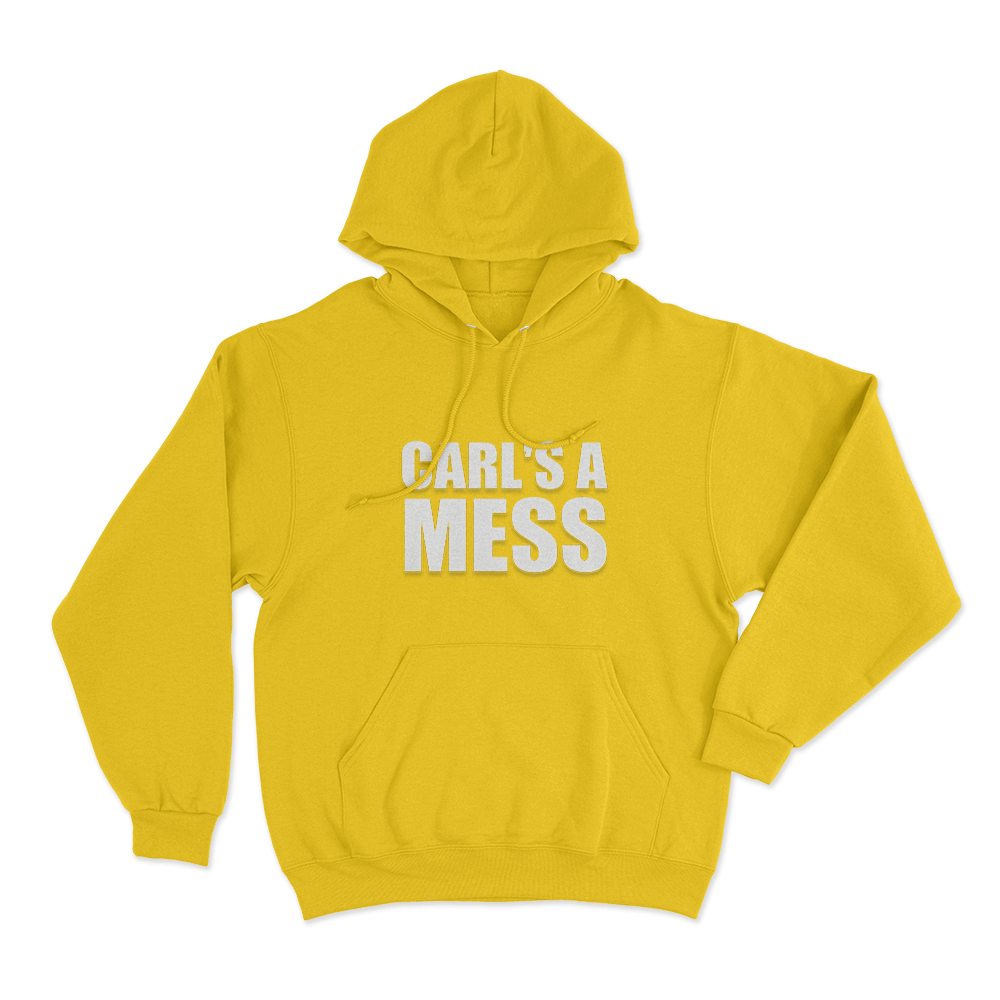 Carl's A Mess Simple Text Unisex Hoodie Yellow Carls A Mess Simple Text Unisex Hoodie Yellow