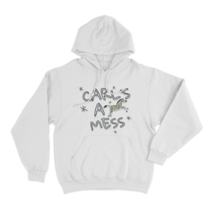 Carls A Mess Zebra Doodle Unisex Hoodie White