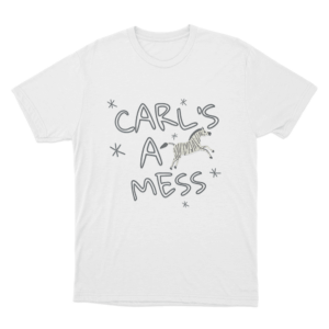 Carls A Mess Zebra Doodle Unisex T Shirt White 1